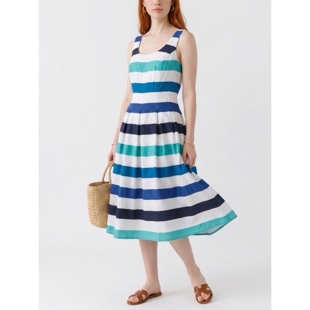 Nine West Striped Sleeveless Fit & Flare Midi Dress Size 16 – Office Casual Wear